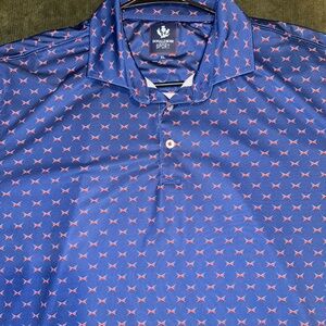 Donald Ross Sport Blue and Red Patterned Polo